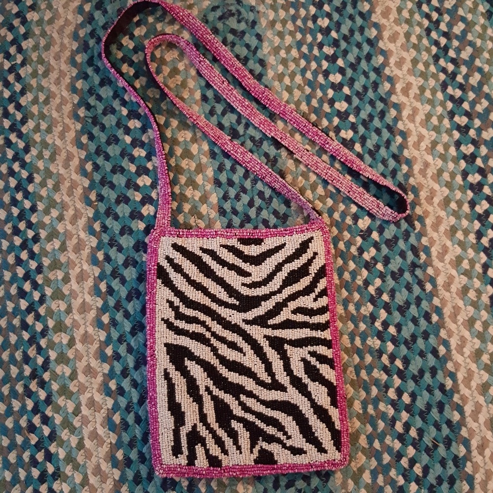 Zebra beaded bag